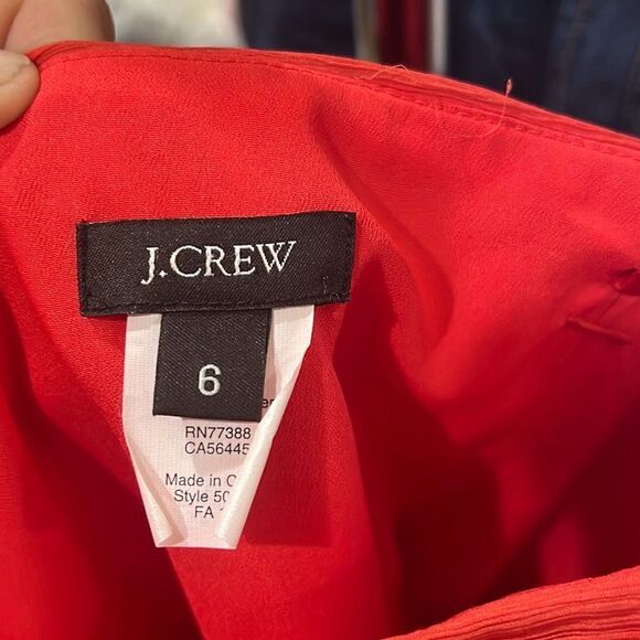 J.Crew Silk Ruched and Draped Spaghetti Strap Elegant Prom or Party Dress Coral - Picture 4 of 16